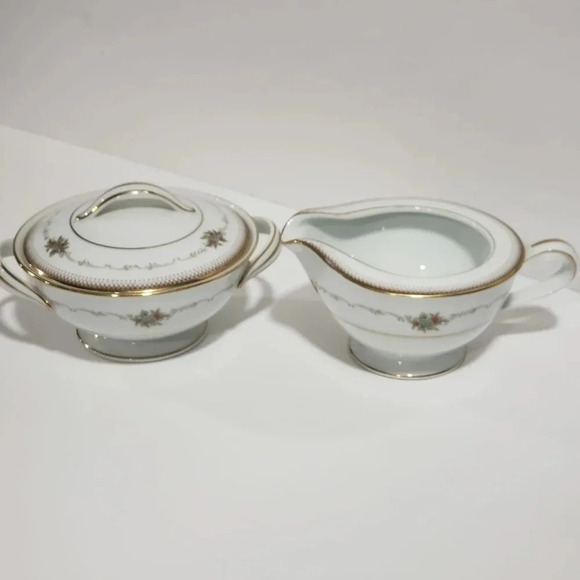 Noritake Joanne  Pattern Sugar bowl/Creamer Set,Fine Bone China. - Picture 1 of 11